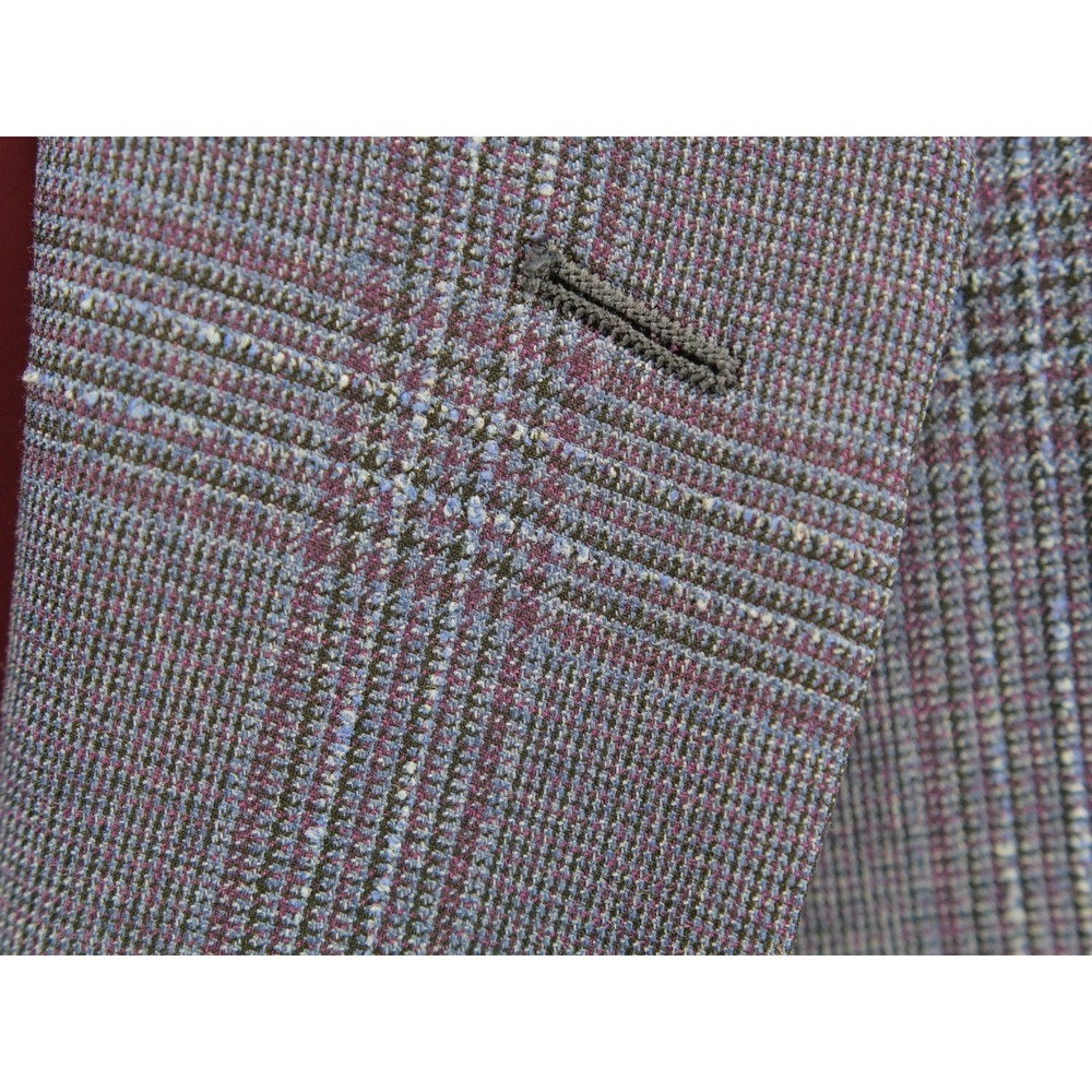Hart Schaffner Marx Sport Coat Blazer Size 44L Blue Super 130s Plaid Wool - Picture 3 of 16